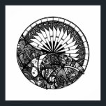 ホライゾンマンダラ ポスター<br><div class="desc">円の範囲内でのカオスと秩序のバランスの表現。イメージの上半分は、緩やかに傾斜した丘の上に昇る太陽を連想させる。地球の不協和音の反対側の空のリズム</div>