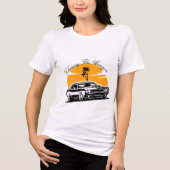 ホライゾンヴィンテージの車の夕日を追う トライブレンドＴシャツ (正面)