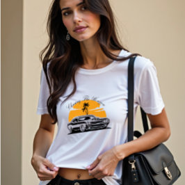 ホライゾンヴィンテージの車の夕日を追う トライブレンドＴシャツ