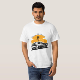ホライゾンヴィンテージの車の夕日を追う Tシャツ