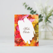 ホラオトニョハロー秋カラフルレッド紅葉 ポストカード (スタンド正面)