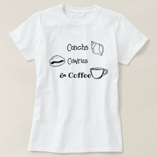 ホラガイ、タカラガイ、コーヒー - 女性用シェリングTシャツ Tシャツ (デザイン正面)