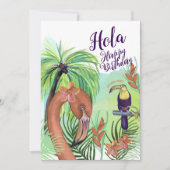 ホラハッピーバースデー – トロピカルフラミンゴトゥーカン 招待状 (正面)