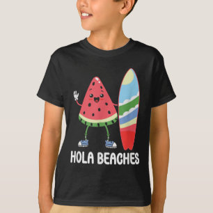 ホラビーチかわいいかわいいスイカサーフボードビーチ Tシャツ