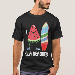 ホラビーチかわいいかわいいスイカサーフボードビーチ Tシャツ