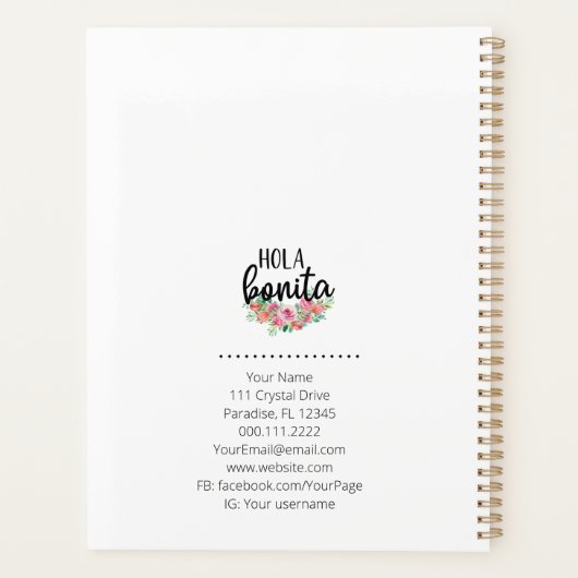 ホラボニータスペインのバラタイポグラフィシックモダン プランナー手帳 (裏面)