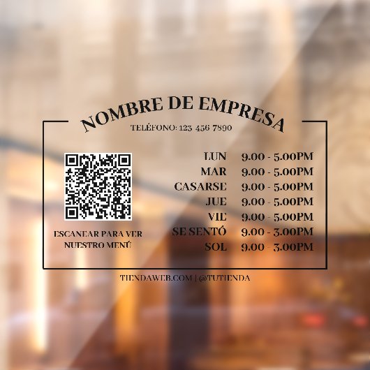 ホラリオ・デ・アペチュラ・デ・ラ・オフィチーナ・レトロ、コンコースQR ウィンドウサイン (シート2)