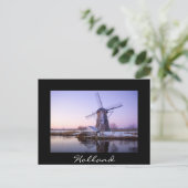 ホランド黒いはがき、冷たい日の出の風車 ポストカード (スタンド正面)