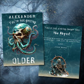 ホラーおもしろいをテーマにしたクラーケンスカル彼のための誕生日 カード