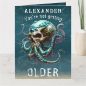 ホラーおもしろいをテーマにしたクラーケンスカル彼のための誕生日 カード (正面)