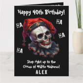 ホラーおもしろいイブイドルーサーカスピエロダーク40歳の誕生日 カード (正面)