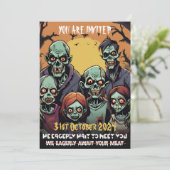 ホラーおもしろいゾンビファミリーハローウィンパーティ 招待状 (スタンド正面)