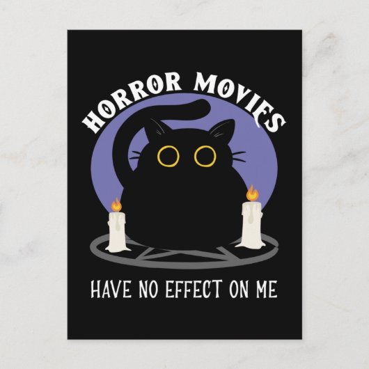 ホラーおもしろい映画が大好きな黒猫 ポストカード (正面)