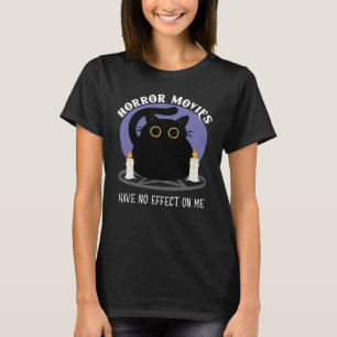 ホラーおもしろい映画が大好きな黒猫 Tシャツ