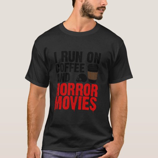ホラーおもしろい映画アート女子男性へコーヒーホラー Tシャツ (正面)