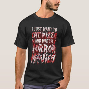 ホラーおもしろい映画ファンピザ愛好家ハロウィーン Tシャツ