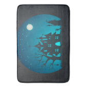 ホラーとおもしろいブルーとブラックハ幽霊のよく出るウス バスマット (正面縦)