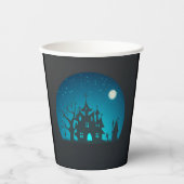 ホラーとおもしろいブルーとブラックハ幽霊のよく出るウス 紙コップ (正面)