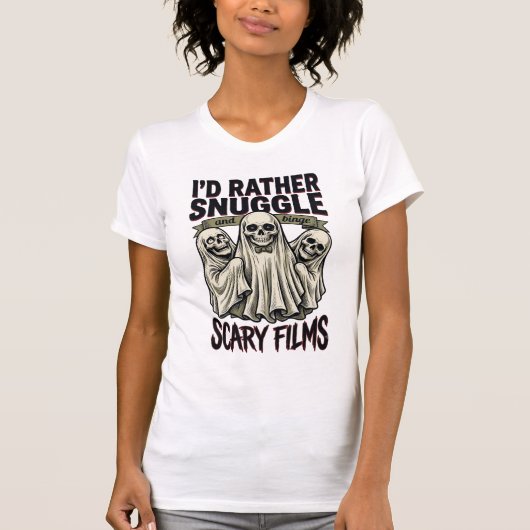 ホラーなぎゅっとシャツ 怖いドクロ おばけ 映画の夜 Tシャツ (正面)