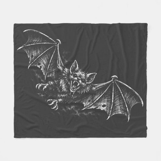 ホラーなコウモリ - by BurnsInHell フリースブランケット (正面(横))