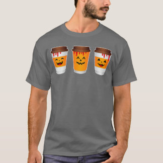 ホラーな秋のコーヒー かわいいパンプキンスパイスラテ アイス Tシャツ