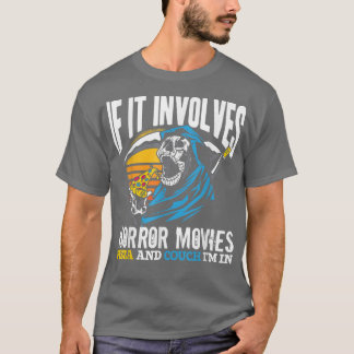 ホラーもし映画のピザとソファ・ホール Tシャツ
