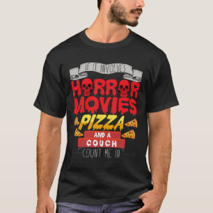 ホラーもし映画のピザソファIを数える Tシャツ