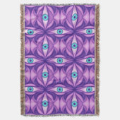 ホラーアイパターンパープルクリー不気味なゴシック スローブランケット (正面縦)