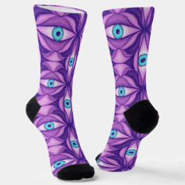 ホラーアイパターンパープルクリー不気味なゴシック ソックス