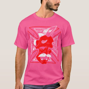 ホラーアート – デビルズマスクアイアンクロス – Psychobilly Tシャツ