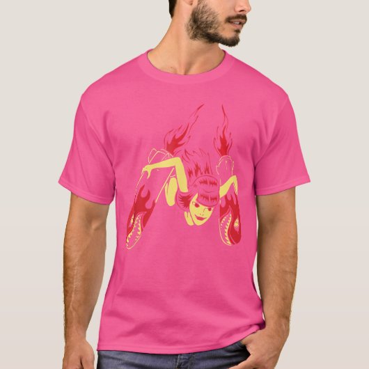 ホラーアート – ボムガールノーズアート – Psychobilly Punk Tシャツ (正面)