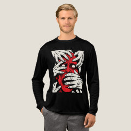 ホラーアート 赤い悪魔 手で顔を覆う トライブレンドＴシャツ