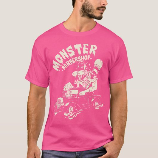 ホラーアート – Ratfink Monster Barbershop - Psychobi Tシャツ (正面)