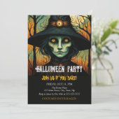 ホラーウィッチ顔衣装ハロウィーン誕生日 招待状 (スタンド正面)