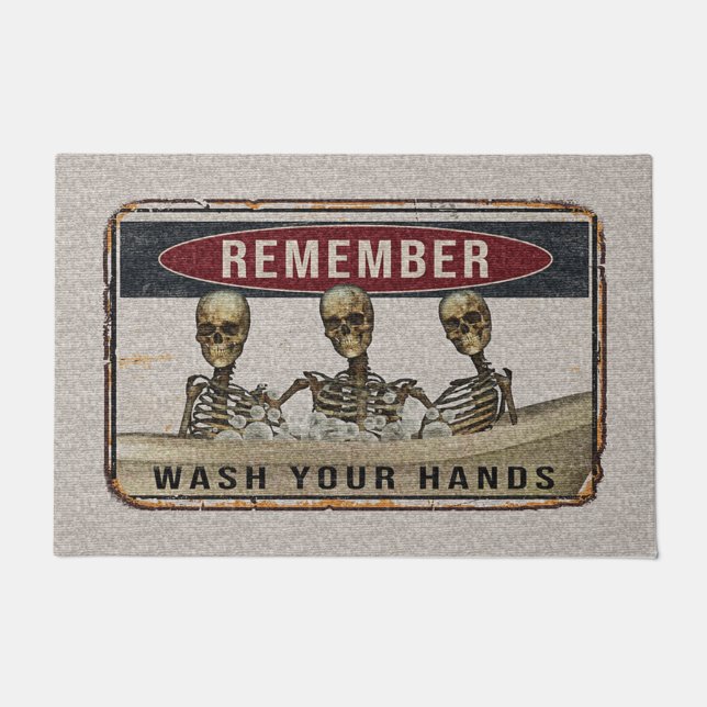 ホラーウェルカムドーおもしろいマット、Skeleton Doormat ドアマット (正面)