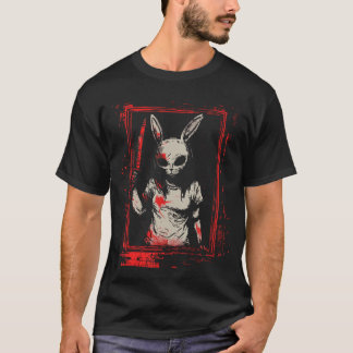 ホラーウサギマスク女子スラッシャーゴス怖いス Tシャツ
