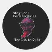 ホラークールスカル | レトロおもしろいゴシックのストリートウェア ラウンドシール (正面)