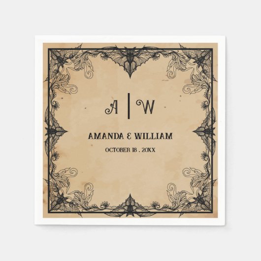 ホラークールヴィンテージゴシッククラシック結婚ズ・ナプキンス スタンダードカクテルナプキン (正面)