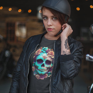 ホラーゴシックメキシコの死んだキャンディのスカル Tシャツ