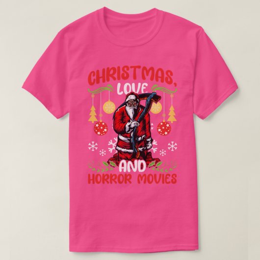ホラーシネマ不気味なサンタ・クリスマスラブ Tシャツ (デザイン正面)