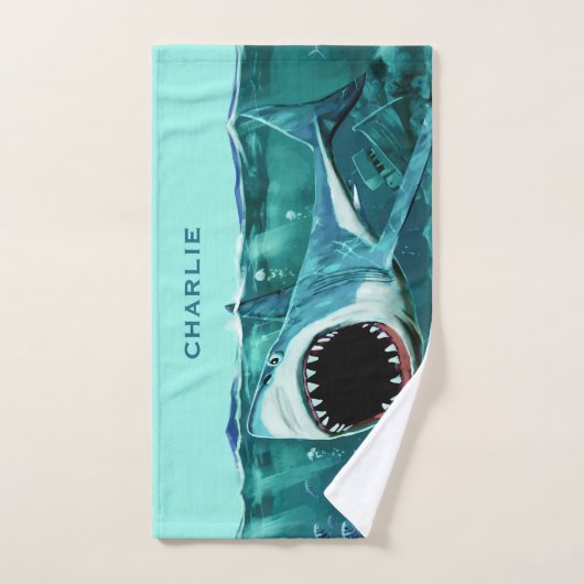 ホラーシャーク名前をカスタムするタオルセット バスタオルセット (ハンドタオル)
