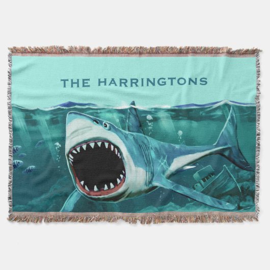 ホラーシャーク名前をカスタムする投げ毛布 スローブランケット (正面)