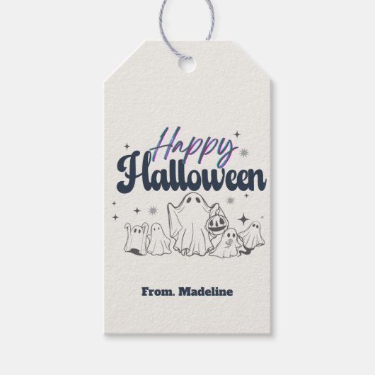 ホラーズナイトかわいいハローウィンパーティ招待状 ギフトタグ (正面)