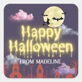 ホラーズナイトかわいいハローウィンパーティ招待状 スクエアシール