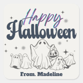 ホラーズナイトかわいいハローウィンパーティ招待状 スクエアシール