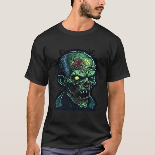 ホラーゾンビモンスター悪夢怖い恐ろしいH Tシャツ (正面)