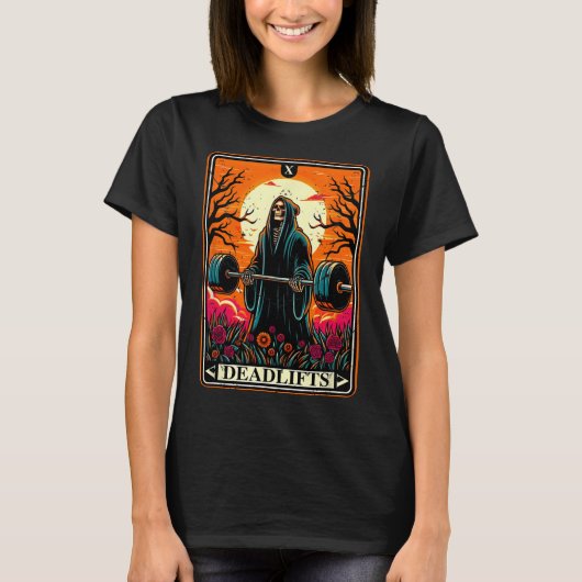 ホラータロットカード死ぬ死のジムトレーニング Tシャツ (正面)