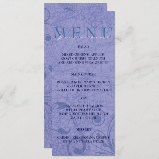 ホラーチェアダンス ユダヤ教の結婚式 食事 ディナー メニュー 招待状 (正面/裏面)