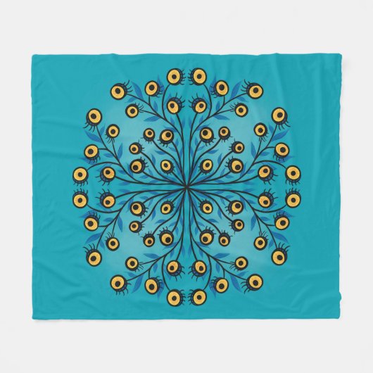 ホラートリップ(幻覚体験)のようなアイ風変わりモンスターブルーWhimsigoth フリースブランケット (正面(横))