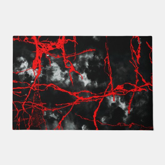 ホラーナイトゴシック-白黒、赤 ドアマット (正面)